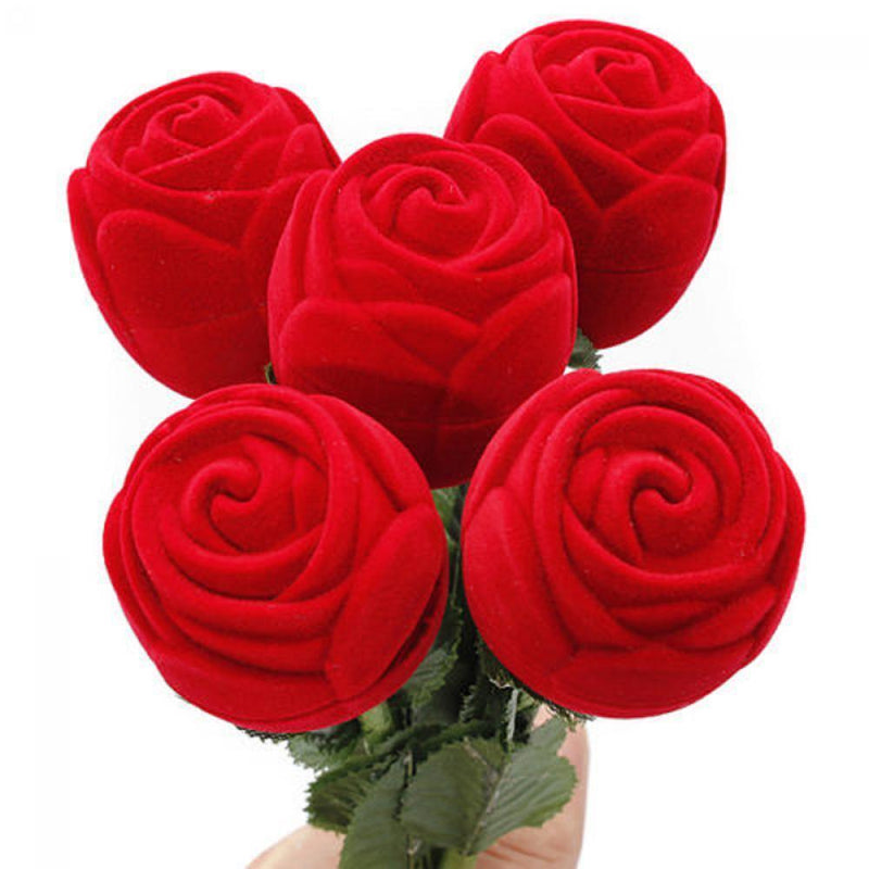 Wedding Valentine's Flower Red Rose Display Ring/Earrings/Pendant Jewelry Box
