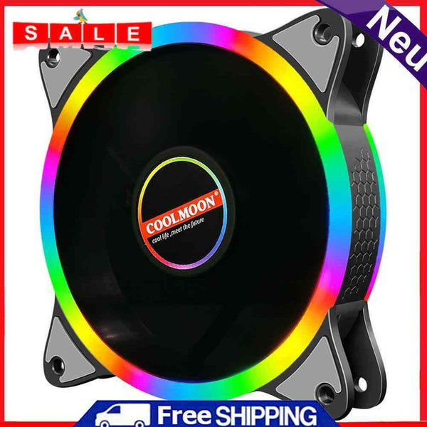 COOLMOON 12cm Cooling Fan DC 12V Large 4 Pin Mute Rainbow Chassis Radiator