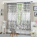 4pcs Peony Curtain Living Room Bedroom Home Door Window Curtain (Grey)