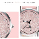 Women Casual Quartz Minimal Leather Round Dial Analog Wristwatch (Pink)