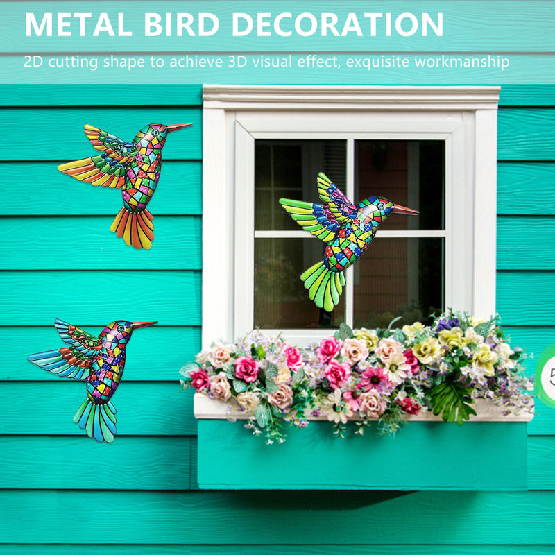 4 Pack Metal Hummingbird Wall Decor Hanging Wall Art Sculpture Decorations