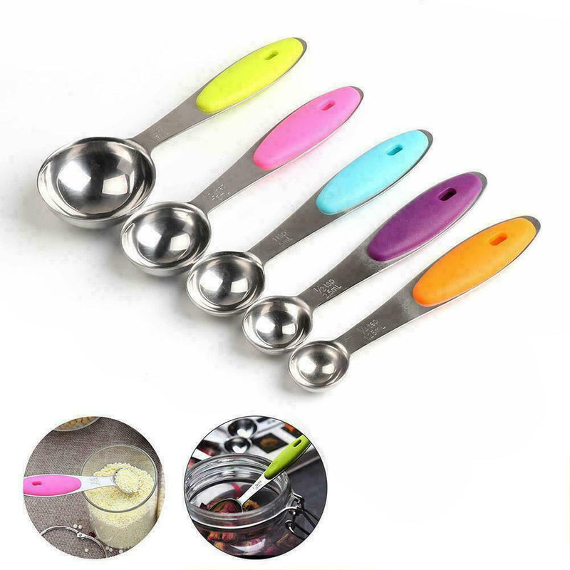 5 Pcs steel Measuring Cups & Spoons For Baking Cooking Kitchen L2O3 G2C3