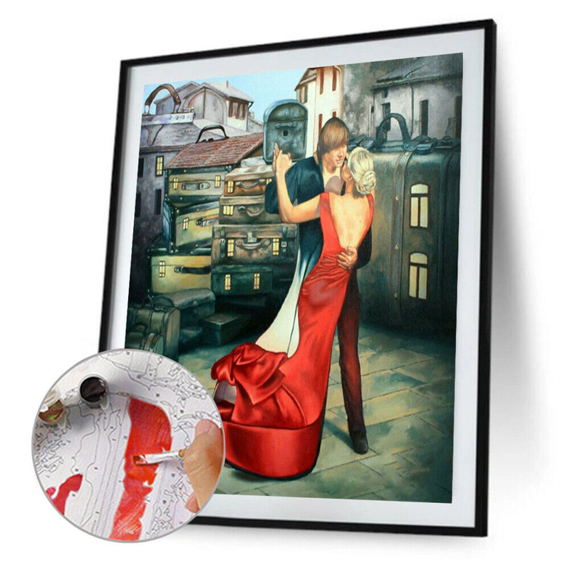 Dance Couple Oil Paint by Numbers Hand Painted Frameless Picture Home Ornament