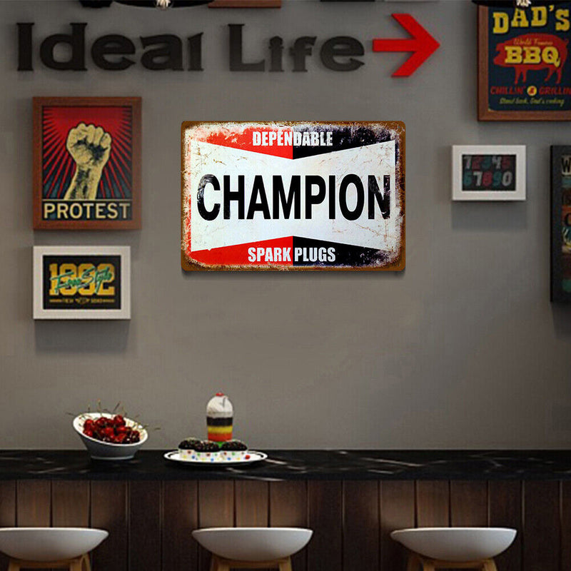 CHAMPION Retro Metal Plate Tin Sign for Bar Pub Club Cafe Art Poster Home Decor