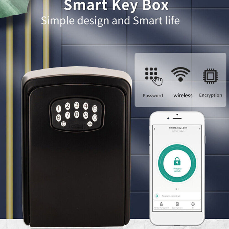 BOX02 Waterproof Smart Key Storage Box with Code Tuya APP Unlocking (Black)