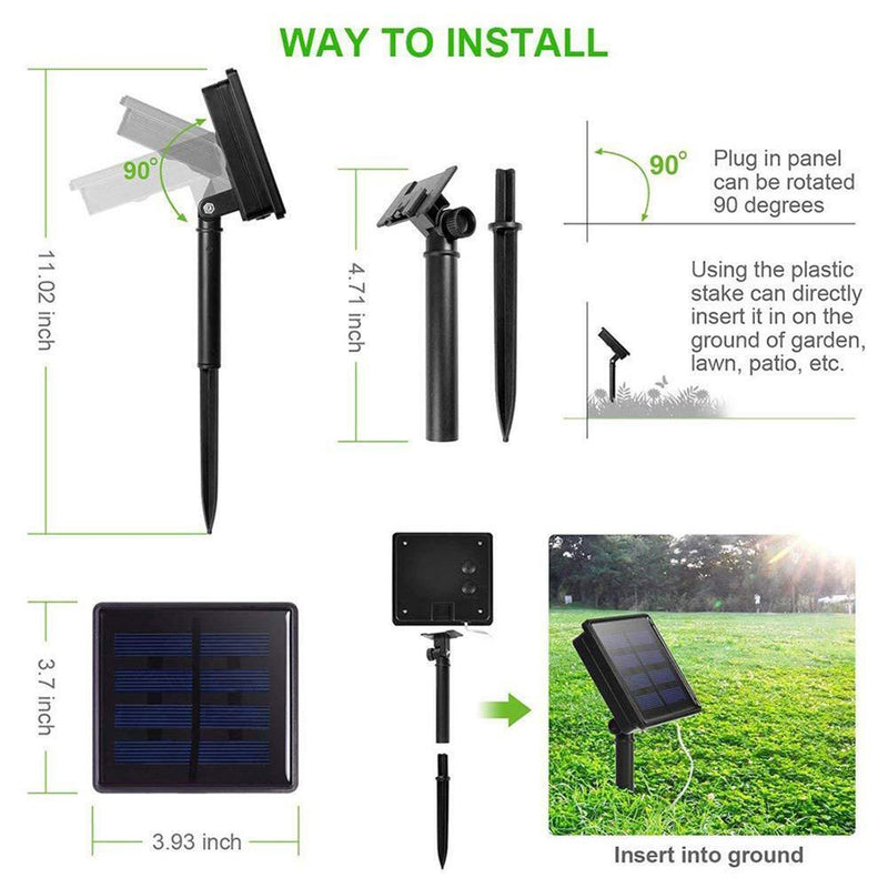 2x200 LED Solar String Light Outdoor Copper Wire Garland Lamp (Colorful)