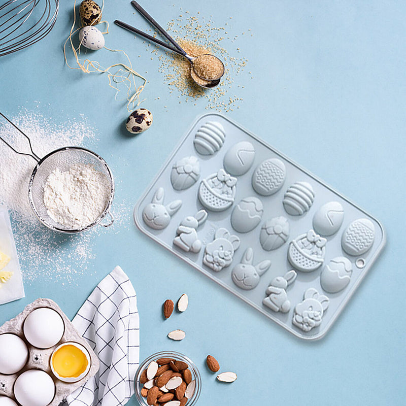 Fondant Moulds Easter Egg and Bunny - 18 Cavities DIY Fondant Cake Making Mol