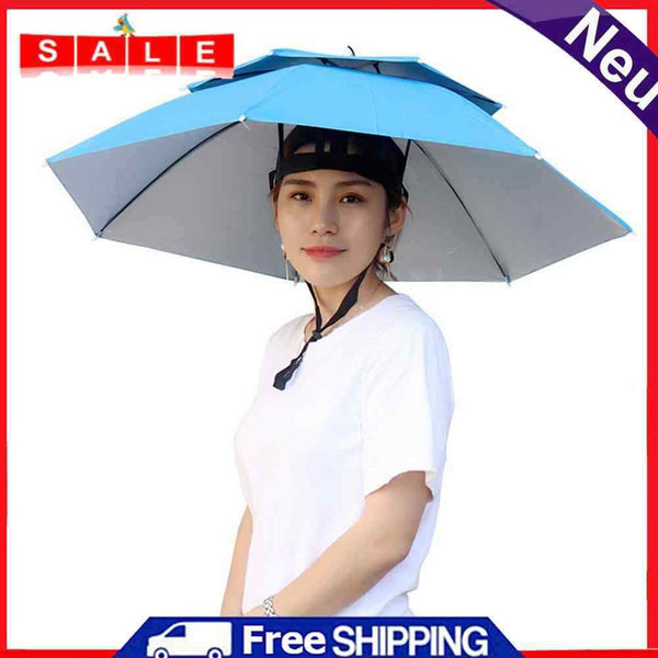 5pcs Foldable Fishing Sunshade Umbrella Hat UV Protection (Lake Blue)