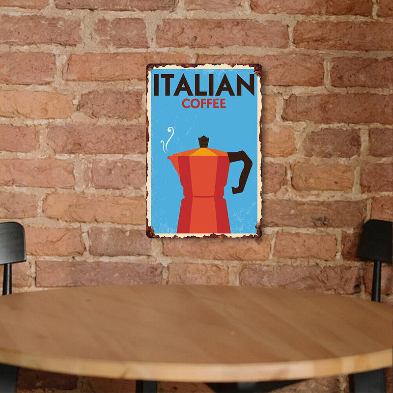 Retro Italian Coffee Metal Plate Painting for Bar Pub Tin Plaques Wall Sign