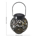 LED Metal Solar Lantern Light Waterproof Hollow Projection Lamp (Black) Newly