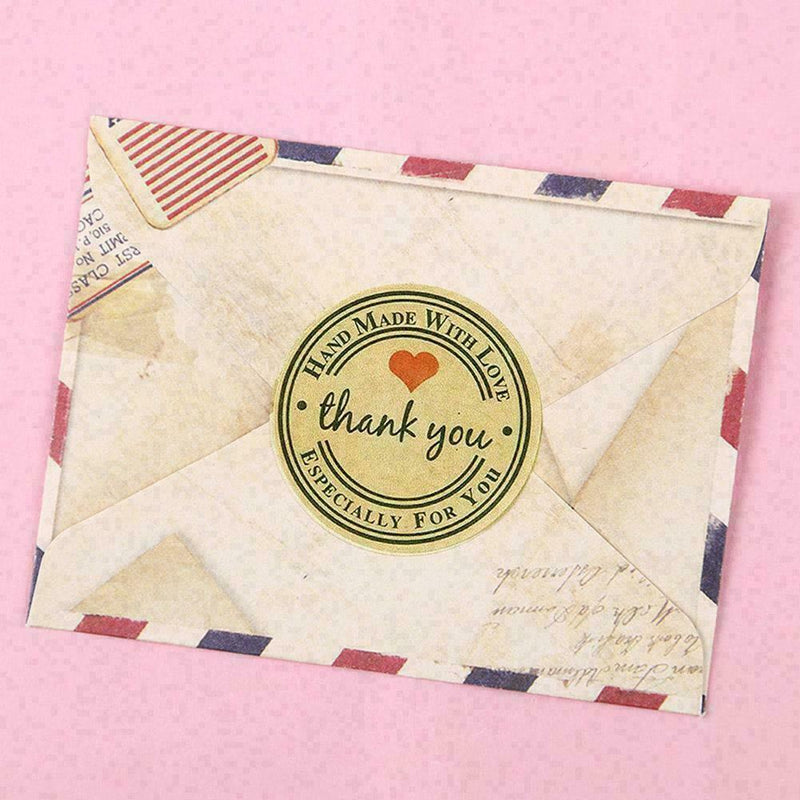 500pcs/Roll Hand made with Love Thank you Stickers Scrapbook Lables C L6C0 U5E3