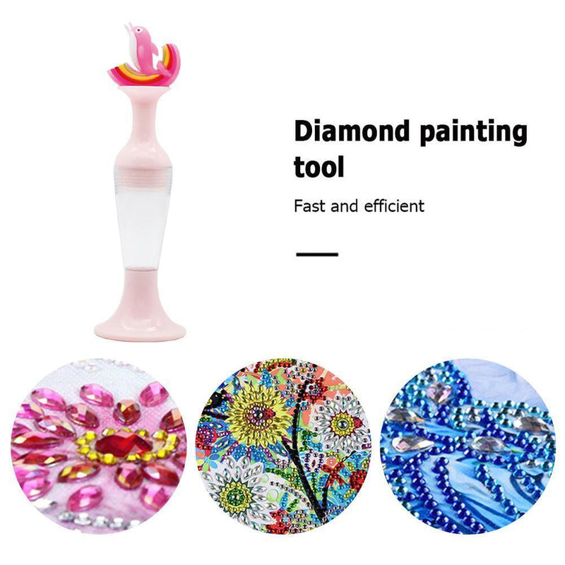 Vase 5D Diamond Painting Point Drill Pen DIY Craft (Pink Owl no Drill)