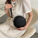 Round Crossbody Bags Women Alligator Leather Circle Shoulder Purse (Black)