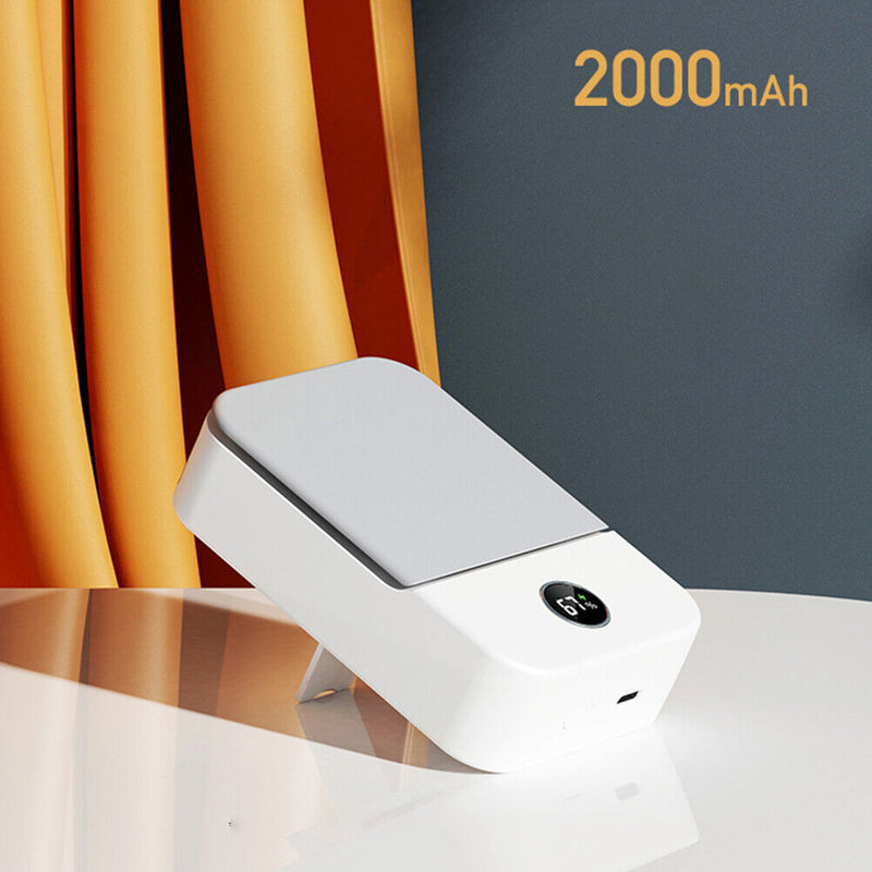 Mini Digital Display Hanging Neck Fan Portable USB Desktop Fans (White)