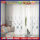 2pcs Palm Leaf Windows Tulle Curtains Living Room  Screen Drapes (Green)