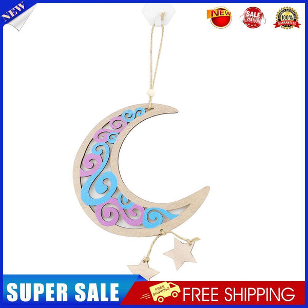 Wooden Eid Mubarak Hanging Pendant Moon Ornament Ramadan Decor (JM00463)