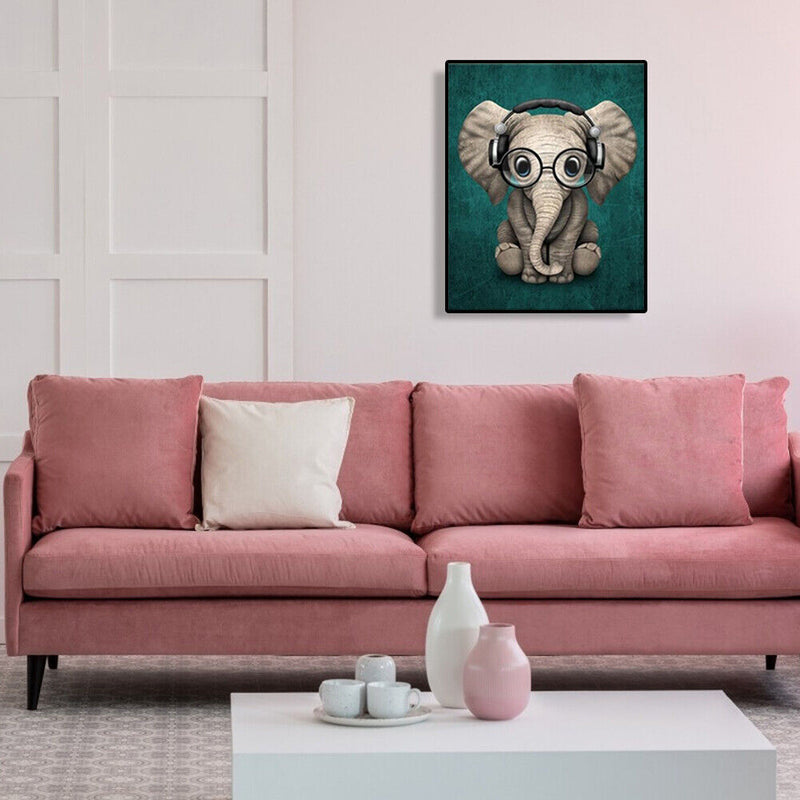 Hand Painted Craft Painting By Numbers DIY Music Elephant Digital Oil Picture