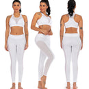 Women Yoga Set 2pcs Casual Vest Leggings Fitness Sportswear Suit (White M)
