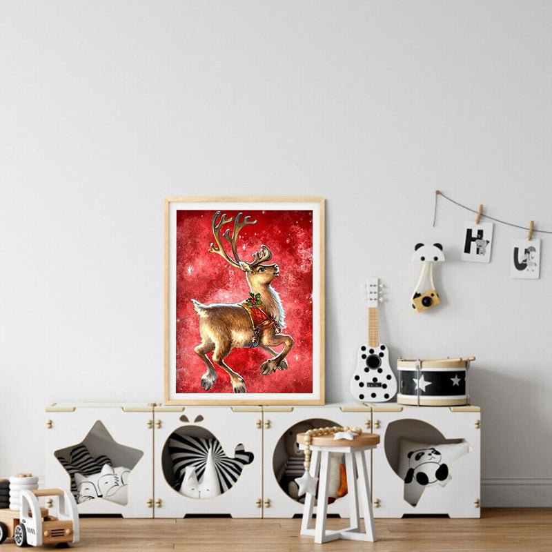 5D DIY Full Drill Round Shape Deer Rhinestone Diamond Drawing Home Decoration