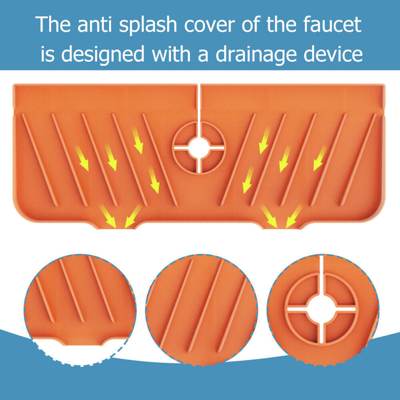 Mat Sink Splash Guard Water Catcher Drying Pads for Kitchen (Orange)