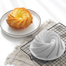 Silicone Cake Molds 6 inch Round Spiral Savoirin Pan Baking Tray (Blue B)