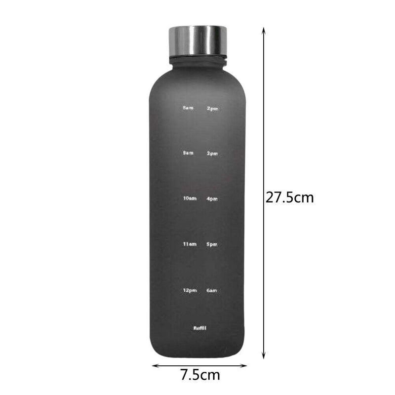 1L Large Capacity Water Bottle Portable Plastic Water Cup (Black Frosted) Newly