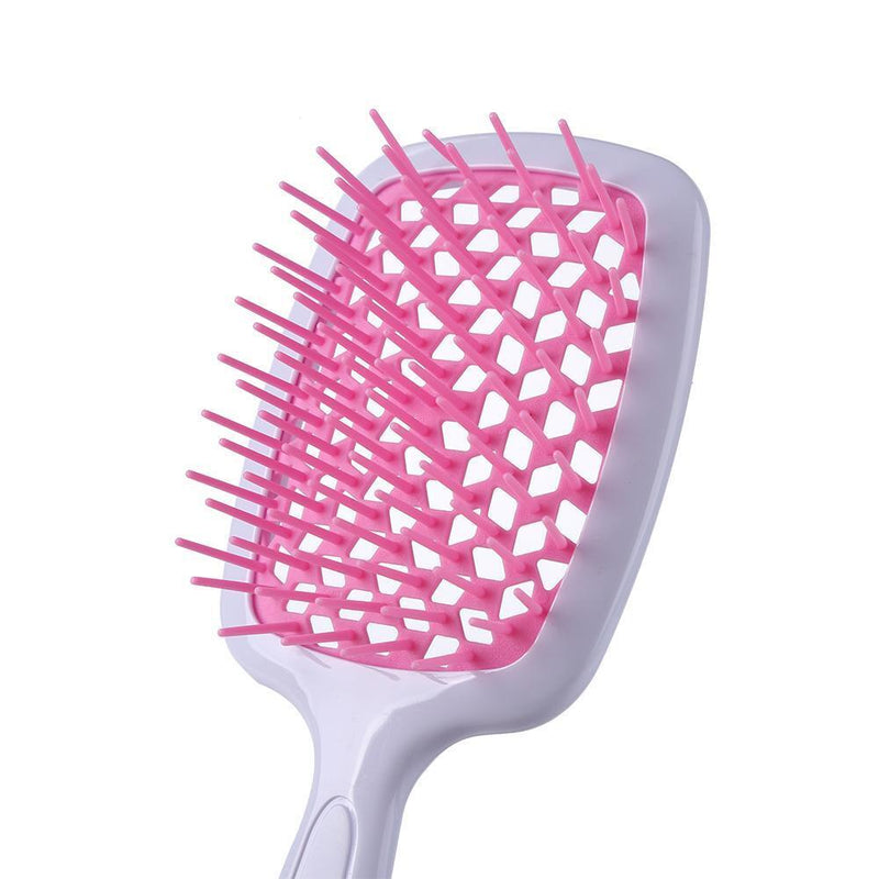 Wide Teeth Air Cushion Comb Scalp Massage Salon Hair Brush (White Pink)