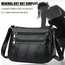 3pcs Women PU Shoulder Bag Multi-pocket  Solid Crossbody Handbag(Black)