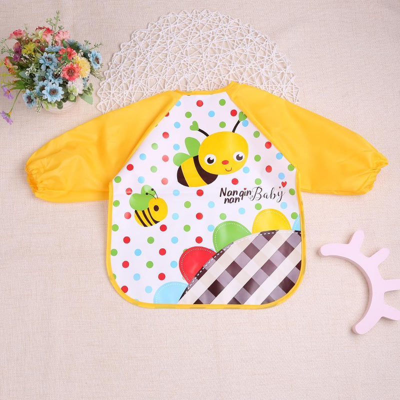 Cartoon Waterproof Unisex Baby Feeding Long Sleeve Art Apron Animal Bibs(B)
