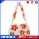 Fashion Flower Print Shoulder Bag Women Winter Plush Small Handbag (Orange)