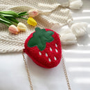 Strawberry Cartoon Shoulder Bags Kids Wool Chain Mini Crossbody Bag (A Red)