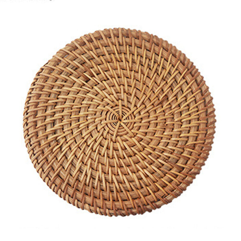 #A 6pcs Round Rattan Insulated Coasters Set Kitchen Table Bowl Drink Cup Mats