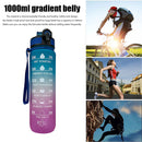 1L Sports Water Bottle with Marker Large Capacity Fitness Drink Cups (C) Newly