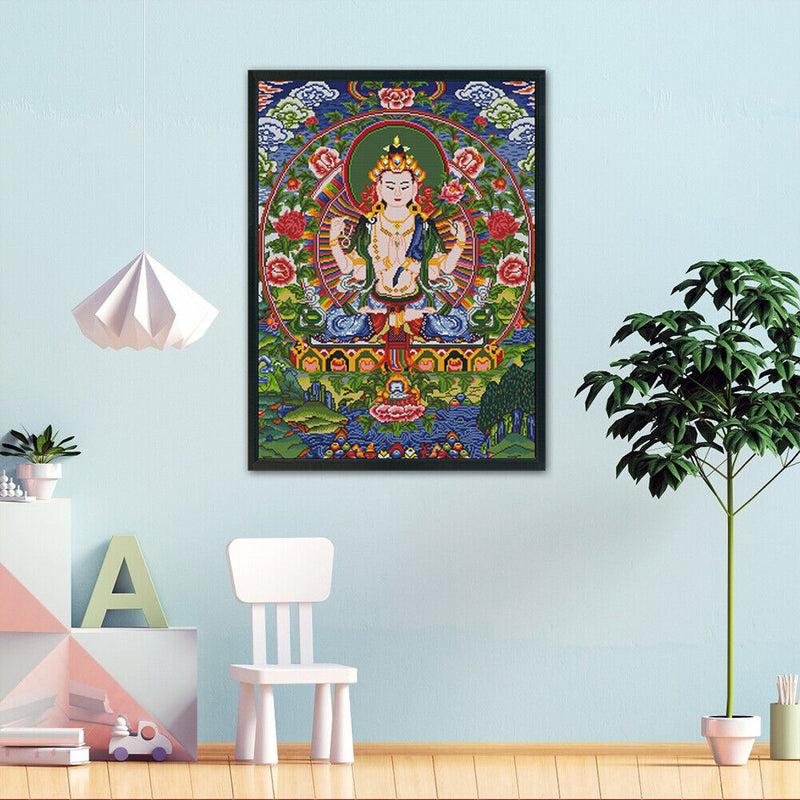 Cross Stitch Kit Buddha Portrait 3-Beach Cotton Thread 11CT DIY Embroidery Set