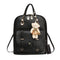 Women Student Preppy Style Cute Bear Pendant Bookbag Backpack(Black)