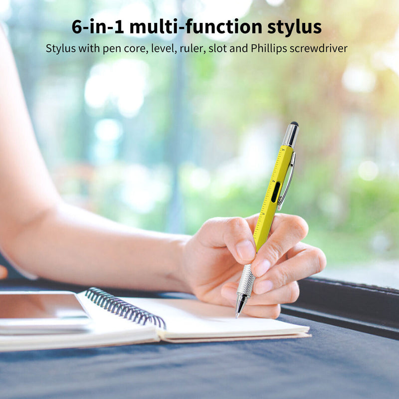 Multitool Tech Pen Screwdriver Pen & Ruler Levelgauge Ballpoint (Yellow)