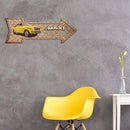 Arrow Shape Retro Metal Sign Rusty Texture Design Metal Painting Yellow Car