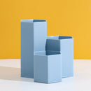 3 Lattices Makeup Brush Storage Box Cosmetics Pen Holder Organizer (Blue) Newly