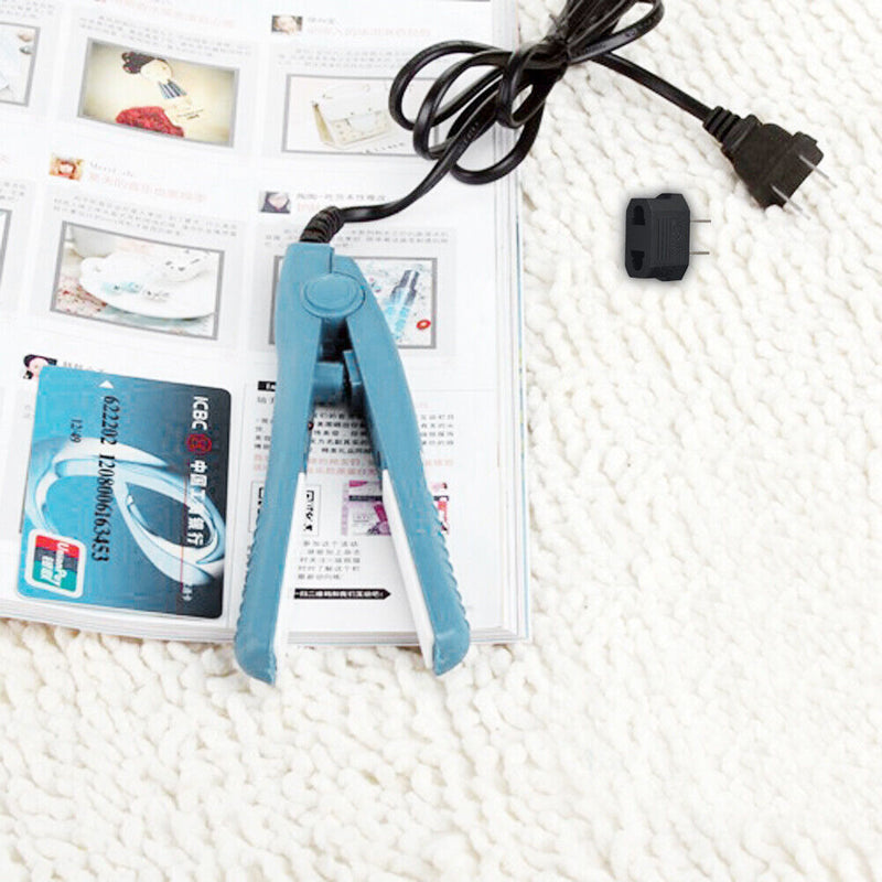 Mini Hair Straightener Flat Iron Curler  Ceramic Tourmaline Plates(Blue)