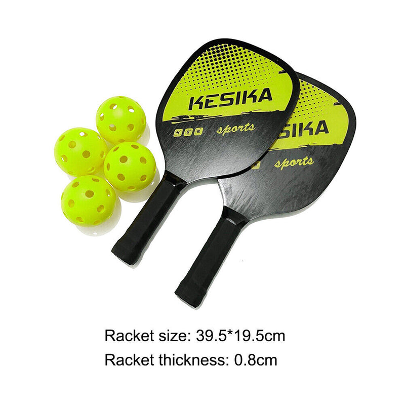 2pcs Pickle Paddles Rackets + 4 Balls Lightweight Outdoor Indoor Sports Racquet