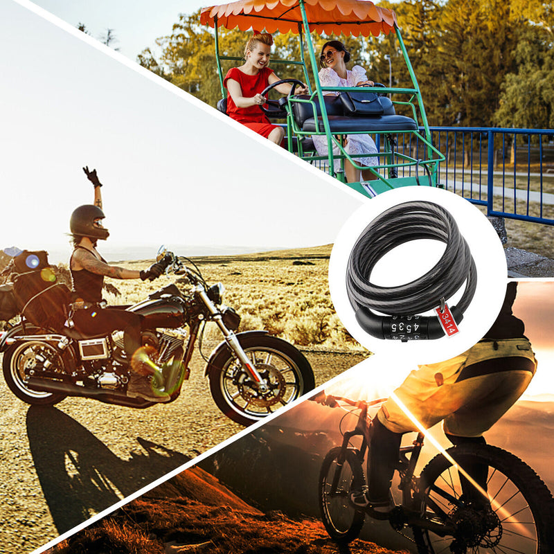 Bike Lock - Anti-Theft Coiled Secure 4-Ddigit Combination Bicycle Cable Lock