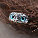Retro Blue Eye Owl Shape Ring Alloy Open Finger Rings Men Women Punk Jewelry