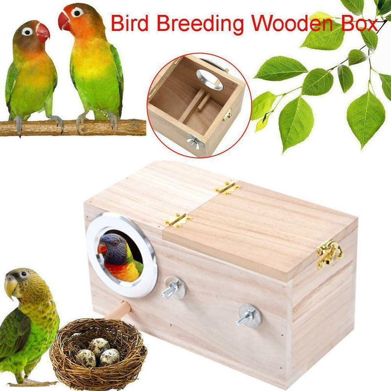 Wooden Small Bird Breeding Box Nesting Budgie House Cage For Bird Parrots hot.