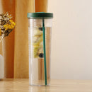 Plastic Water Bottle Straws Portable Tea Fruit Outdoor Travel Mug (Green) Newly