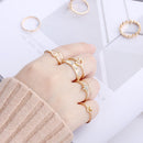 Rhinestones Bohemian Opal Rings Set Moon Star Crown Finger Rings Knuckle Midi