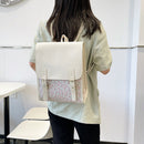#A Simple Small Fresh School Backpacks Retro Denim Striped Flannel Daypack Stude