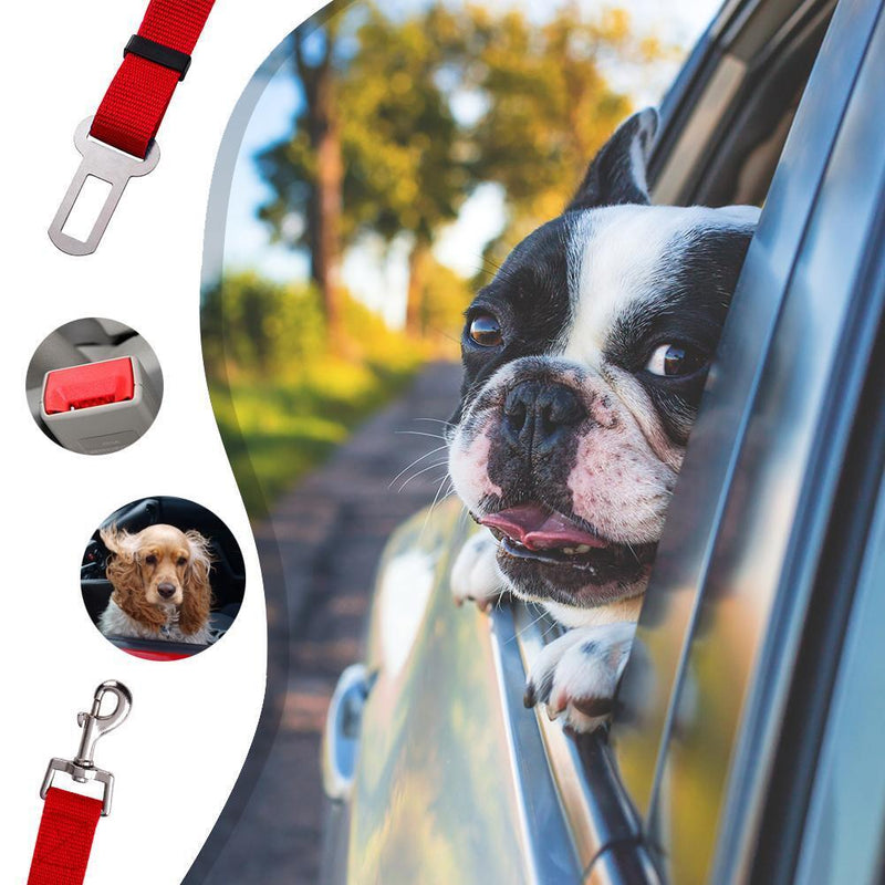 Adjustable Dogs Car Seat Belt Harness Pets Safe Seat Traction Rope (Red)