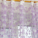 Chic Leaf Type Tulle Door Window Curtain Rural Leaf Design Curtain Purple