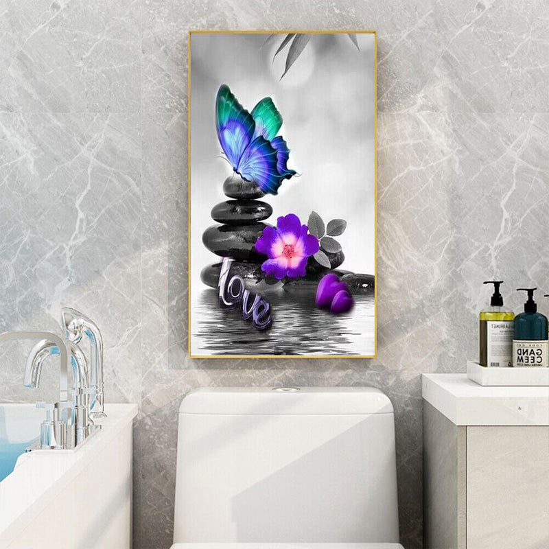 Diamond Painting Butterfly Stacked Rocks Full Round Mosaic Wall Picture 45x85cm