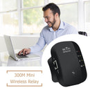 Long Range Wireless WiFi Repeater 300Mbps Signal Amplifier (Black EU Plug)
